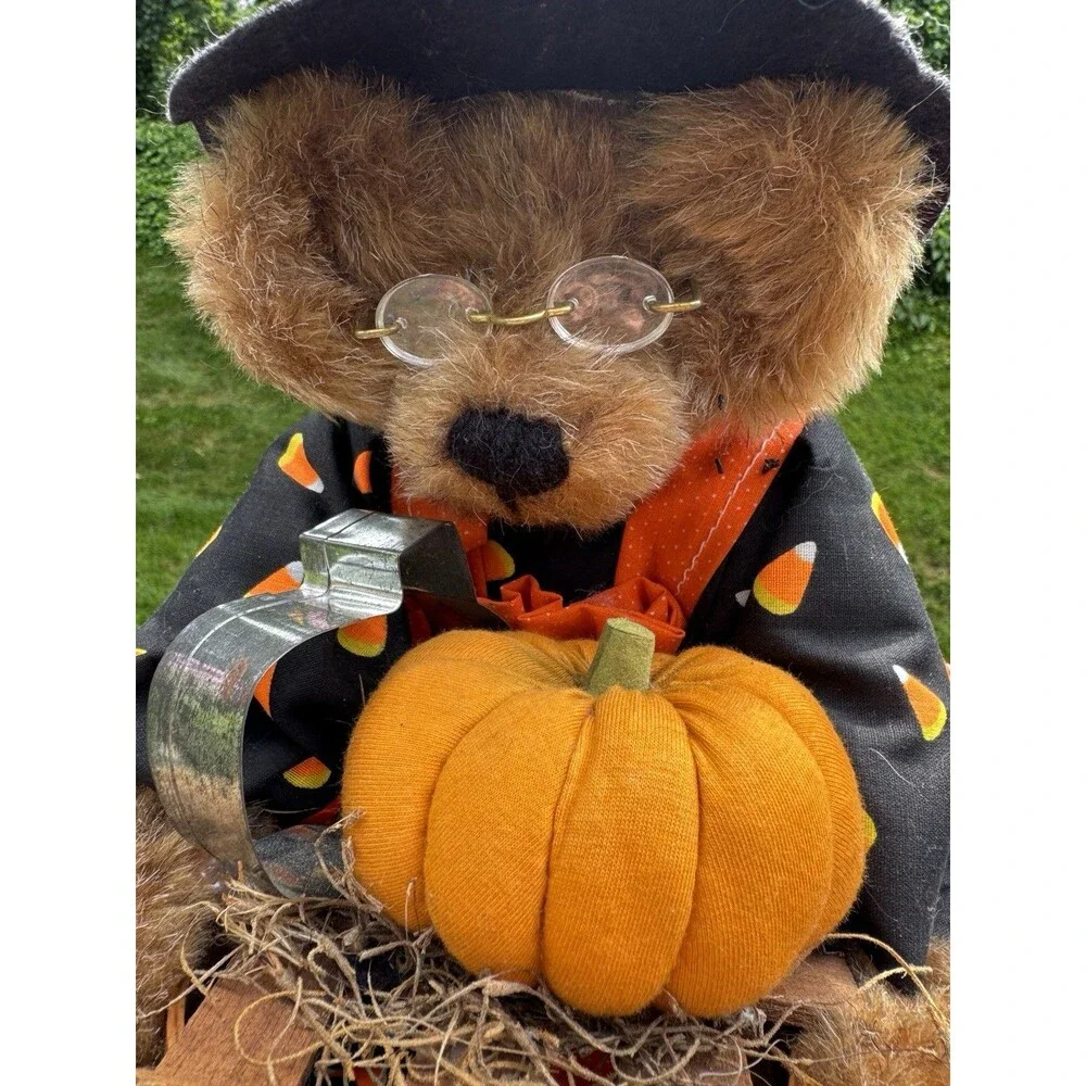 VTG 1992 Signed Artist Made Halloween Witch Bear Plush 14